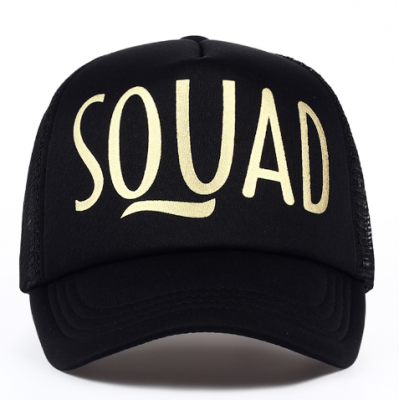 Trucker Cap Hat - Bride Squad Black with Gold Writing